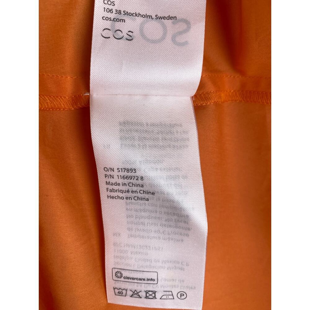 NWT COS Orange Cotton Maxi Dress Smocked Waist Tie Strap XS - Picture 11 of 15
